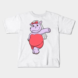Hippo as Bride with Veil & Bow Kids T-Shirt